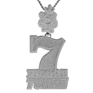 2140 Street Showstopper: Fully-Studded Number 7 Pendant – Hip-Hop’s Signature Mark customizable with engraved letters, logos or patterns Complimentary shipping Stylish Accessory Statement Piece