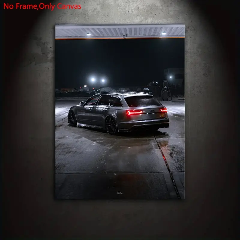 1 piece/set frameless canvas painting print posters, Unframed Art Print, classic realistic vehicle art, collection Audi RS6 Avant in Snow, perfect gift for performance car enthusiasts, ideal for bedroom, living room, kitchen, Decor
