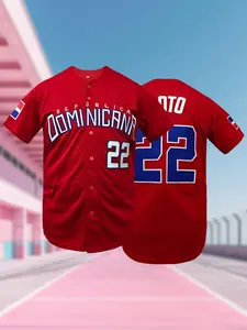 Men's Dominicana #22 Stitched Baseball Classic Throwback Jersey, Classic Vintage Embroidery Design, Breathable Short Sleeve Basebase Shirt, Hip Hop Hipster Sportswear Button Down Shirts Sports Uniforms Men Women Jersey All Seasons Wear