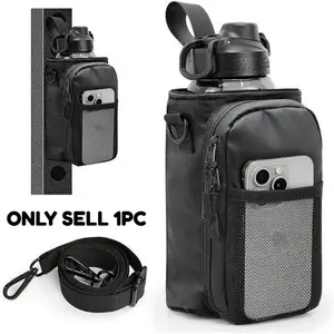 Magnetic fitness bag with 6 neodymium magnets - waterproof bottle and essential holder, suitable for all fitness machines - smart storage with mesh bag, keychain, and Airtag slot Multifunctional Sports Bag Gym Bag