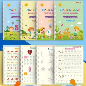 Magic Practice Copybook Set, Teaching Supplies, Reusable Number Letter Math Drawing Books, Includes Counting Pen & 10 Pencils, Pre-School Tracing Book, Tracing Preschool Books