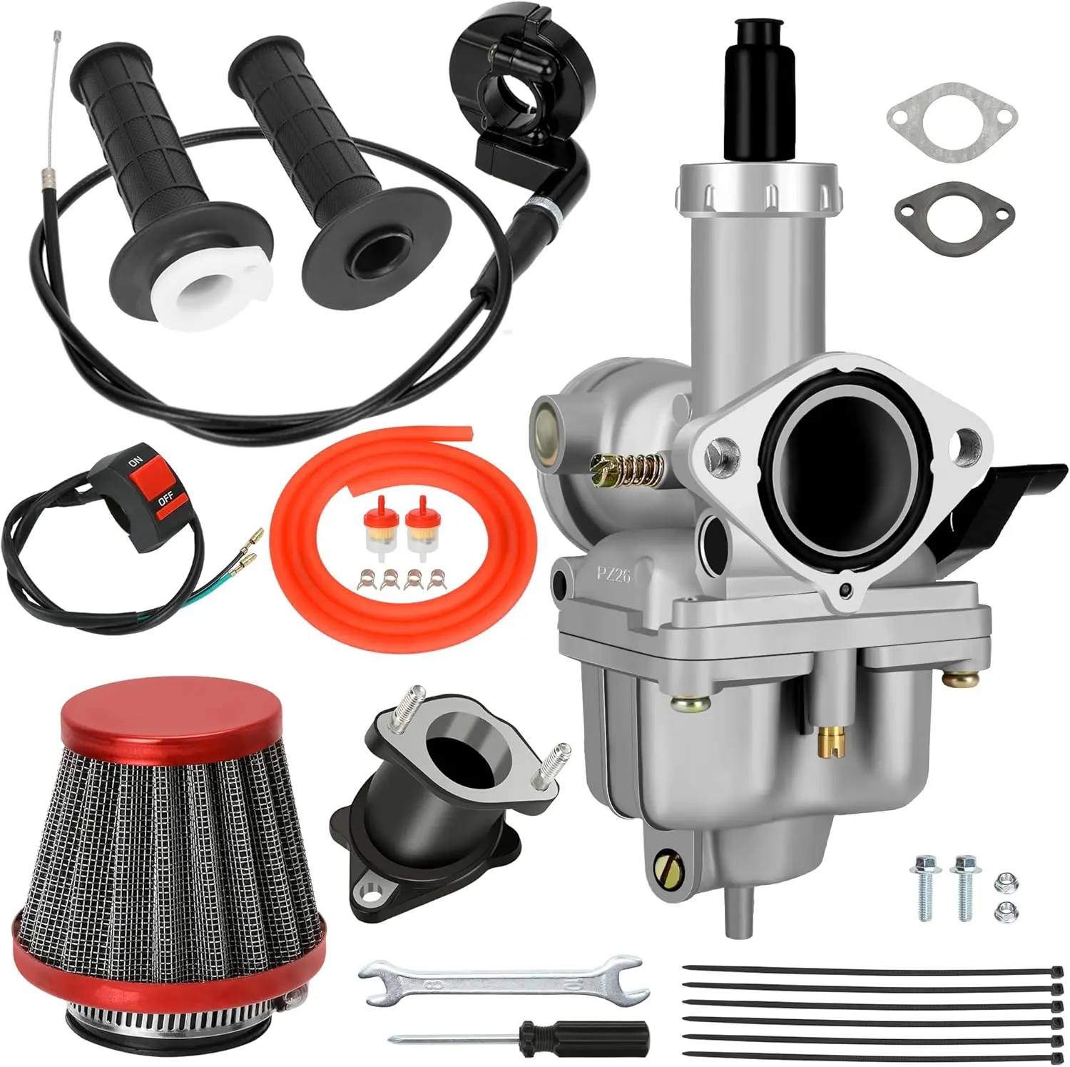 PZ26 26mm Carburetor Dirt Bike Carb Kit Replacement for CG 125cc 150cc 250cc XR100 CRF100 Lifan Coolsort Buyang Sunl 4 Stroke Engine ATV Quad Pit Bike Go Kart Parts