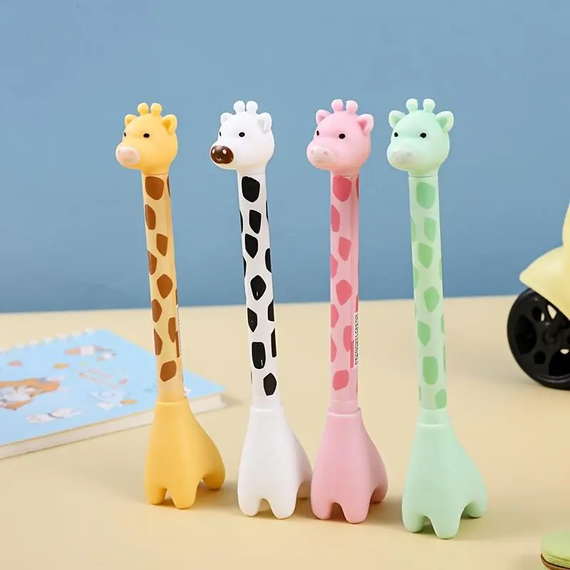 12 pcs, cute giraffe gel pens, beautiful and realistic shape, smooth writing black refill, exquisite signature pens, back to school, school supplies, kawaii stationery, Funny Teacher Pens
