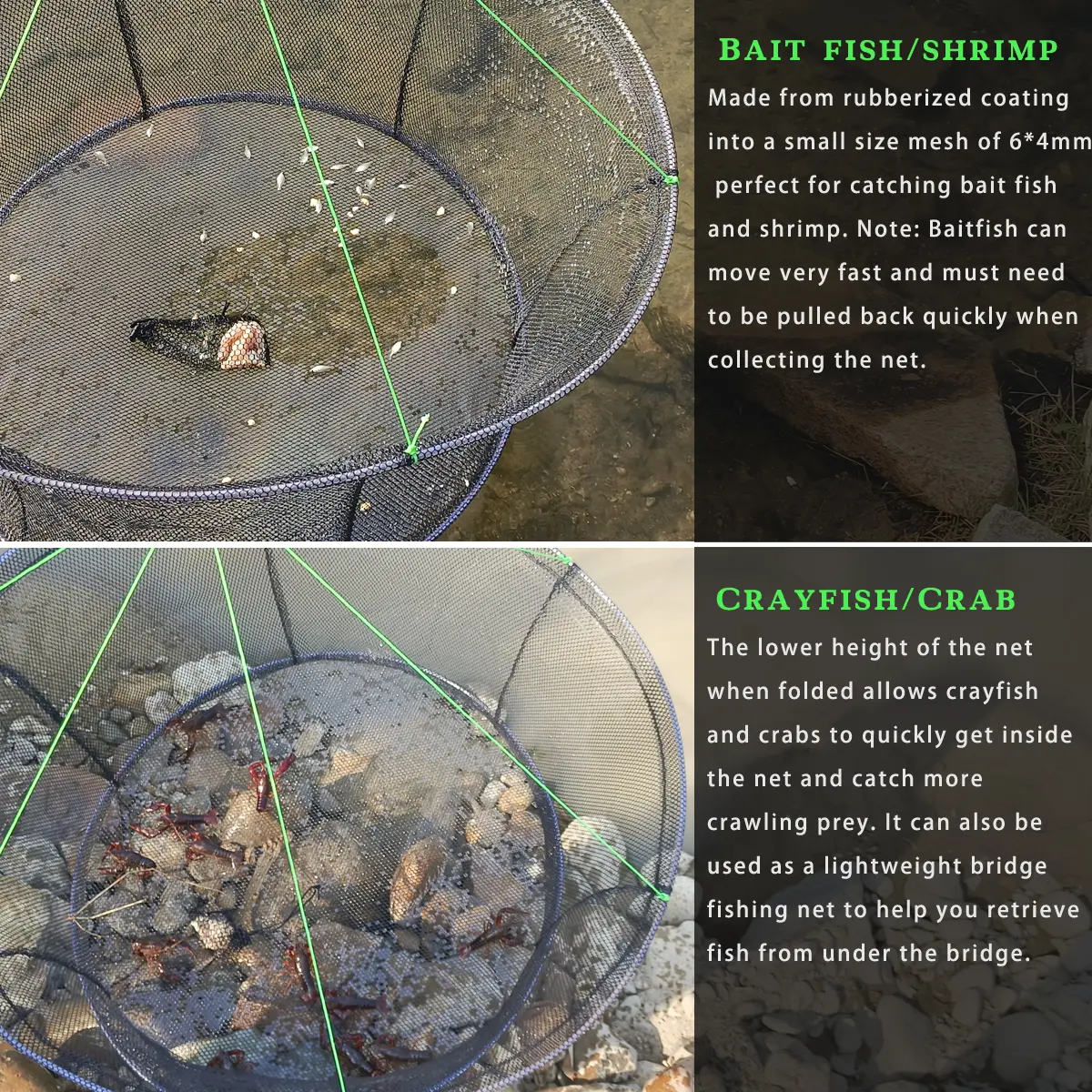 crawl net fishing Foldable Trap Baits Cast Crab Minnow Crawdad Shrimp Dip Net Size Drasry Fishing Net Trap for