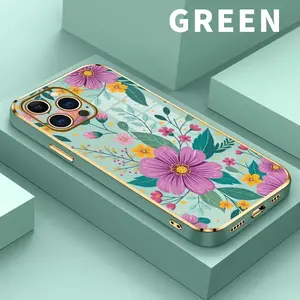 Electroplated TPU Phone Case for iPhone 17 Pro Max Air 16 15 14 Plus 13 12 11 Floral Delight Dream Pattern Classic Straight Design Scratch Resistant Softcase