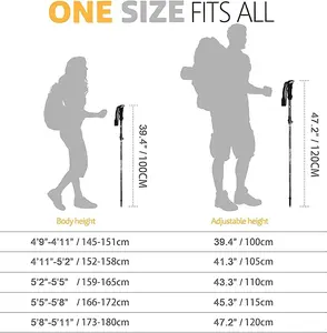 Hiking poles Foldable hiking poles - Aluminum 7075 hiking poles with fast locking system, telescopic, foldable, ultra-light, suitable for hiking and camping