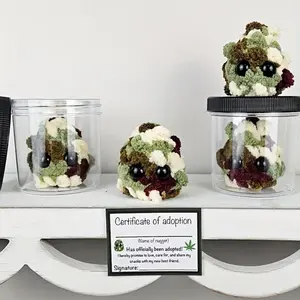 Handmade Tin Nuggets Plush Ornament: Soft, Waxy, Cute Yarn, Weed Block Plush - Suitable for ages 14 and above Crocchet