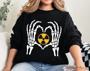 Radiology Skeleton Hands Heart Sweatshirt Or T Shirt, Rad Tech Outfit, X-Ray Technician Crewneck, Funny Radiology Gift