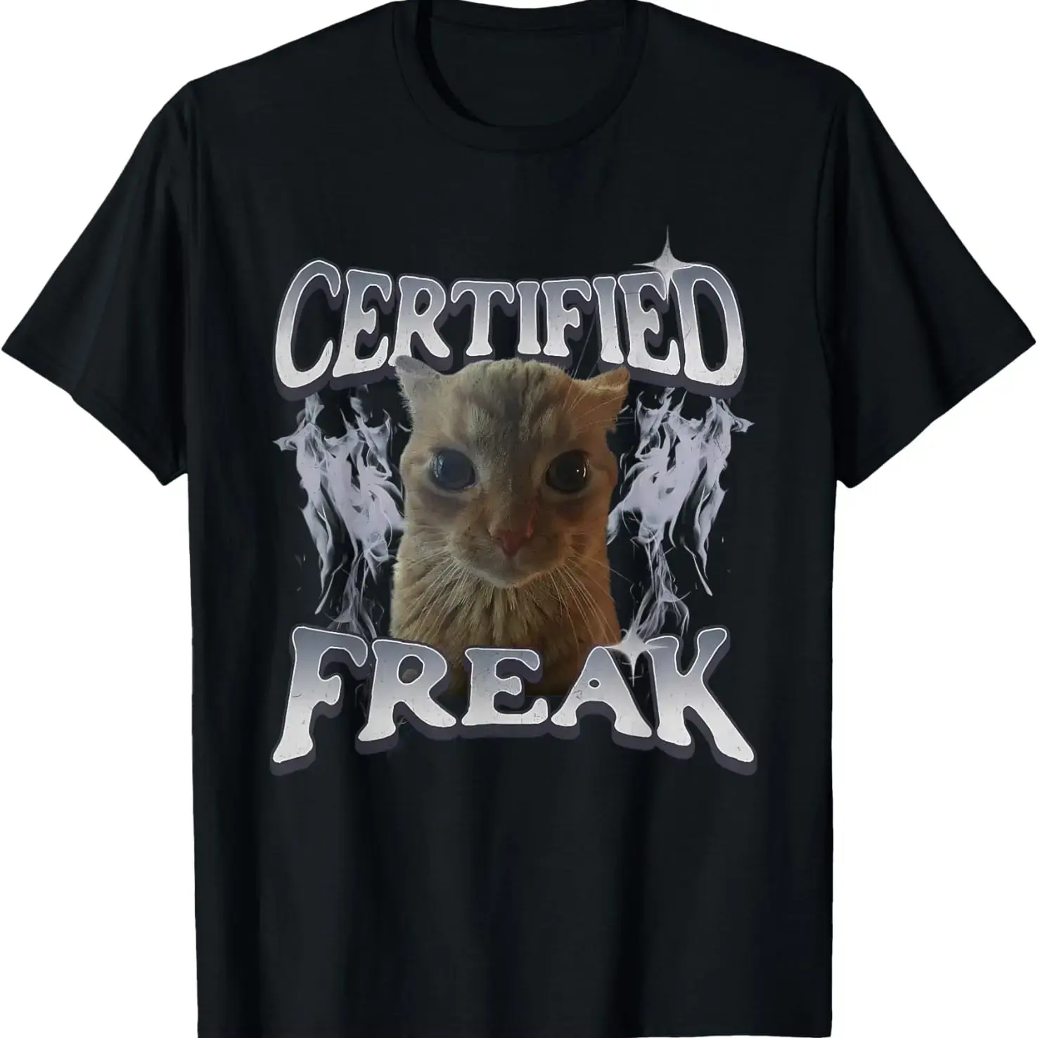 Men's Cotton T-Shirt - Certified Freak Funny Cat Meme Top, Breathable Streetwear Menswear, Ideal Gift for Cat Lovers, Shortsleeve, Tshirt
