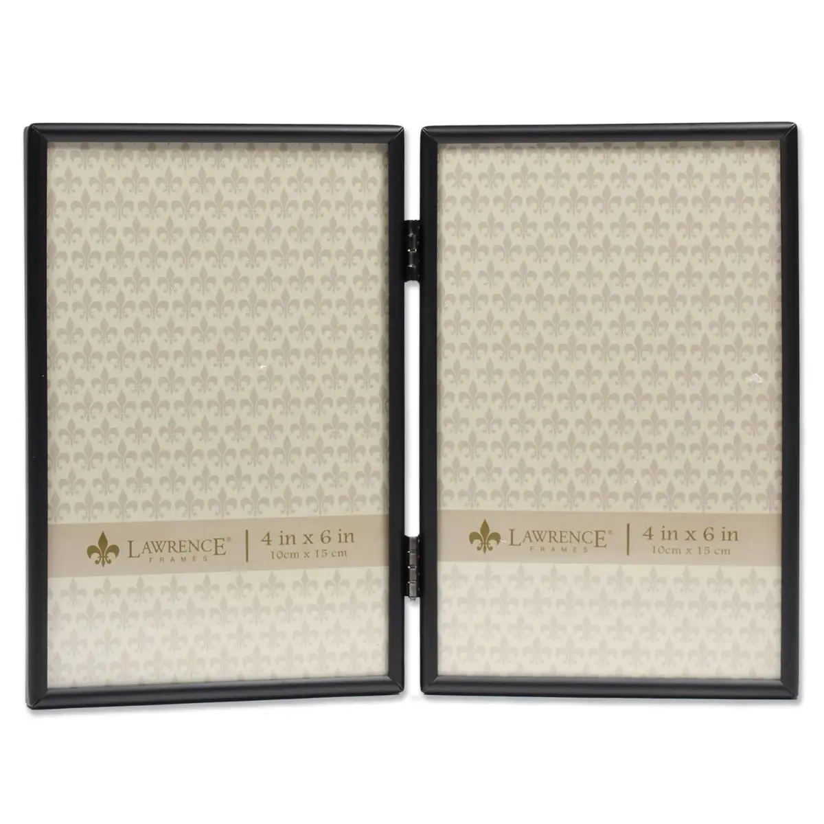 LawrenceFrames 660046D 4 x 6 in. Hinged Double Picture Frame, Black