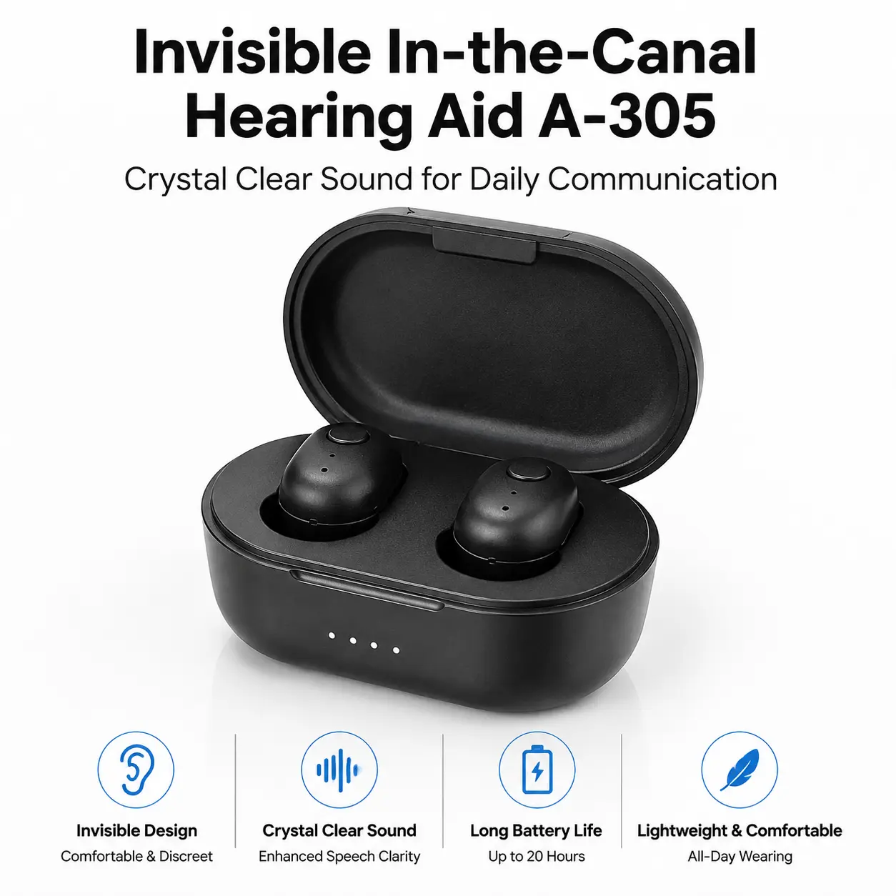 Coniler A-305 In-Ear Hearing Aid for Adults - FDA-Registered, Rechargeable Long-Life Battery, Invisible Design, Precise Sound Pickup, Intelligent Noise Cancelling, Crystal-Clear Sound Quality all-day comfort