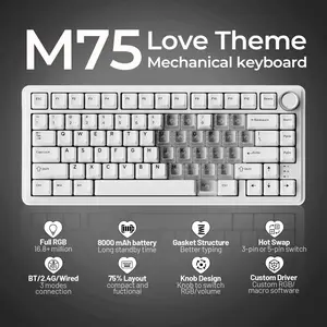 XVX M75 Lumina Tri-Mode 75% Mechanical Wireless Keyboard with Knob