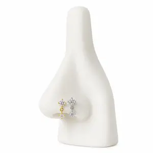 Titanium Diamond Dangle Nose Ring/ Labret