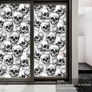 Halloween Scary Skull Static Cling Decor 45x100cm, Festive Decorative Window Sticker for Living Room & Bedroom, Perfect Holiday Home Decoration