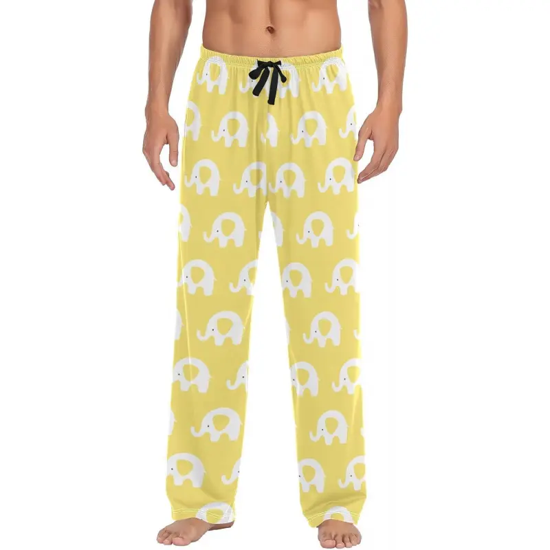 Men's Pajama Pants Super Soft Cute Elephants Sleep Lounge Pants Pjs Bottoms with Pockets
