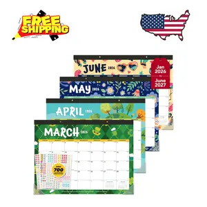 18 Months Academic Desk Calendar January 2026 to June 2027 Colorful Assorted Landscape, 11x17in