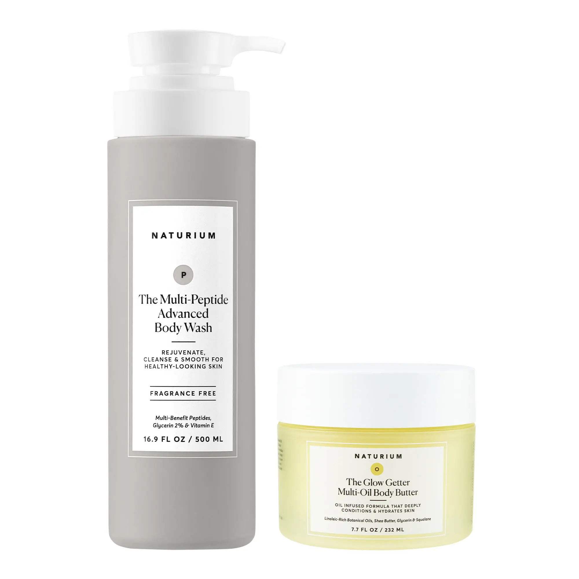 Naturium The Rejuvenating Body Duo, Multi-Peptide Advanced Body Wash and Glow Getter Multi-Oil Body Butter