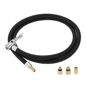 Tire Inflator Extension Tube Durable 45.28inch M8x0.8 15.5mm OD Air Pump Extend Hose Adapter Tire Valve with Thread Adapter Nylon Black 1 Set