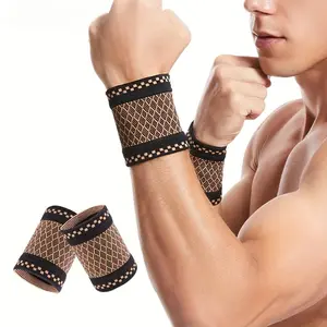 2pcs Copper Wrist Compression Brace for Support - Elastic Sleeve for Tendonitis, Arthritis, Carpal Tunnel - Soft Wrap for Sports, Fitness, Typing Wrist Wraps