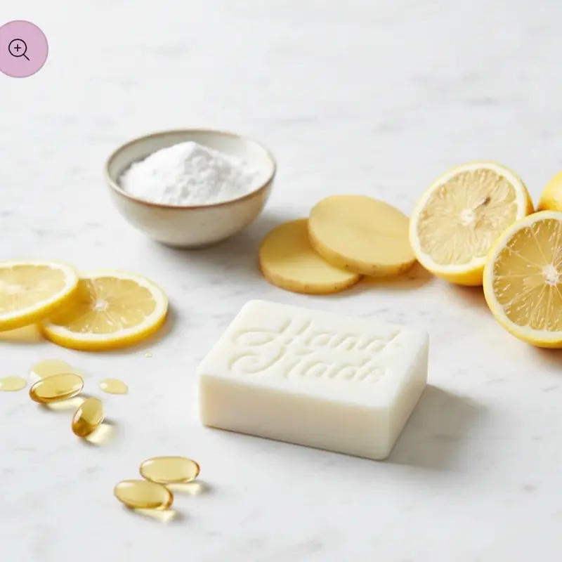 Hand-Made Jabon Aclarante 10g Natural Skin Brightening Soap with Potato Baking Soda & Lemon for Dark Areas & Spot Reduction