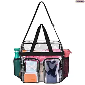 Multi Pocket Clear Tote Bag, Transparent Shoulder Bag with Front Pockets, Large Capacity Clear Handbag, Stadium Approved Bag for Concerts, Travel & Everyday Use