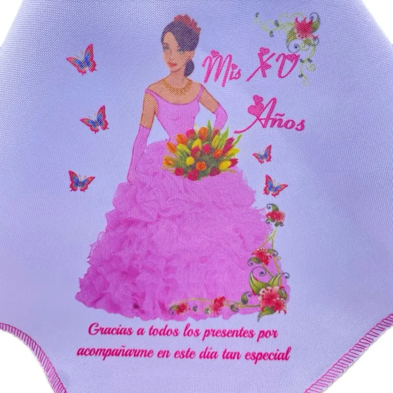 12pcs Disposable 100% Polyester 10x10 in Water Absorbent Quinceanera Recuerdos Napkins, Party Tableware Pack for Celebration Events