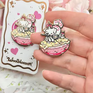 Vanilla Cherry Ice Cream Puppy ~ Enamel Pin