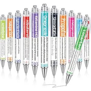 6/12Pcs  randomised pharmacy pens Nurse ballpoint pens Bulk black ink Nursing week gifts Ladies' student school medical assistant Pharmacist technician accessories supplies