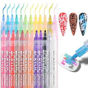 24 Colors Nail Polish Pen Set, Nail Art Pens for Painting, Black White Liner Gel Polish, Dotting French Tips Drawing Liner Brush Pen, Waterproof Acrylic Marker Pen, Nail Art Decoration Kit springtok