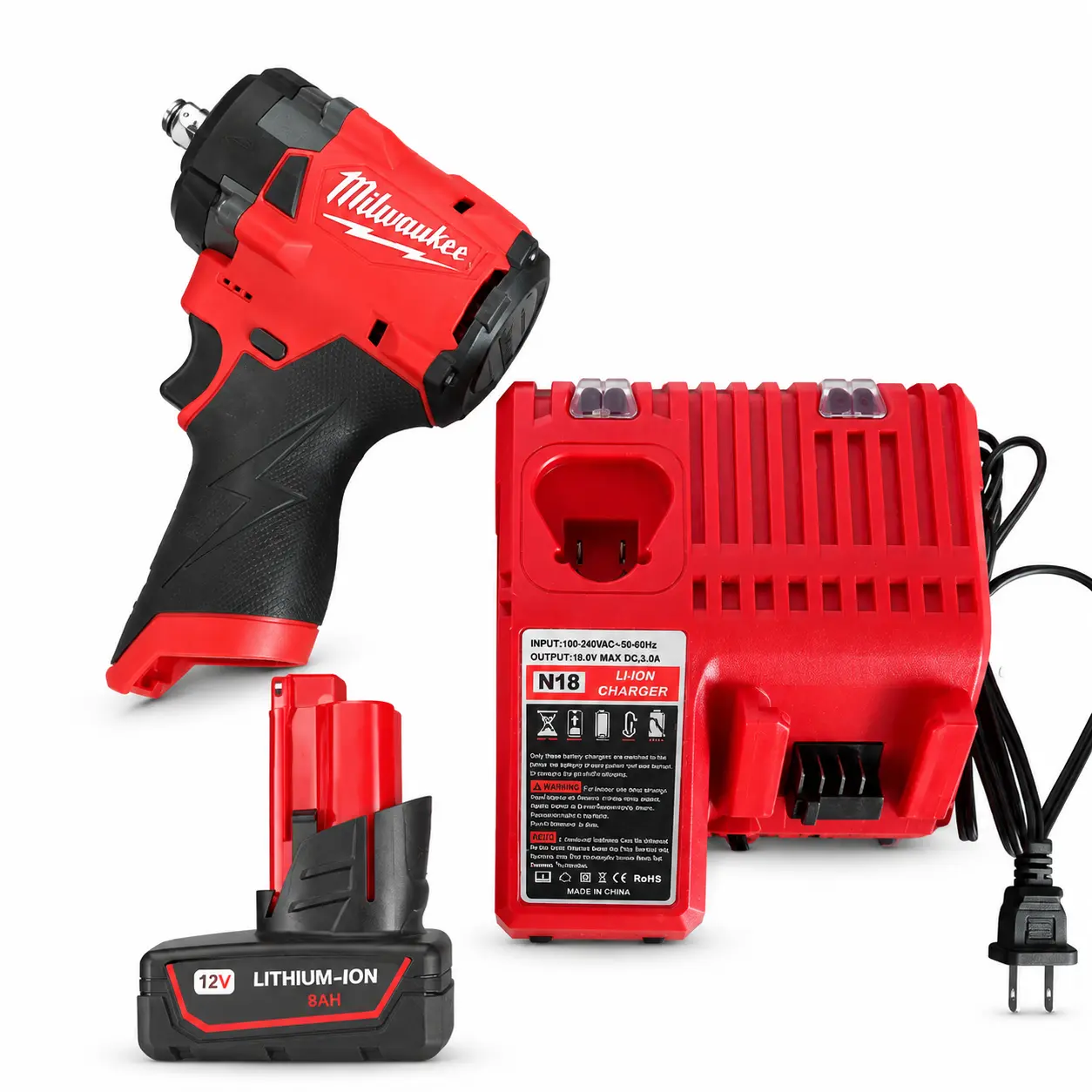 Milwaukee M12 Series 1/2-in 300NM Brushless Cordless Impact Drill - Includes M12 Charger, 12V 8Ah High-Capacity Battery, Tool Bag - For Woodworkers, Woodworking Screw Fastening, Self-Tapping Screws in Metal Frames
