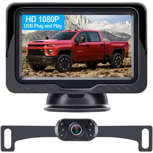 Backup Camera Easy Setup Plug-Play: HD 1080P No-Delay Waterproof - Clear Night Vision Rear View Camera with Monitor for Car Truck SUV - LK3