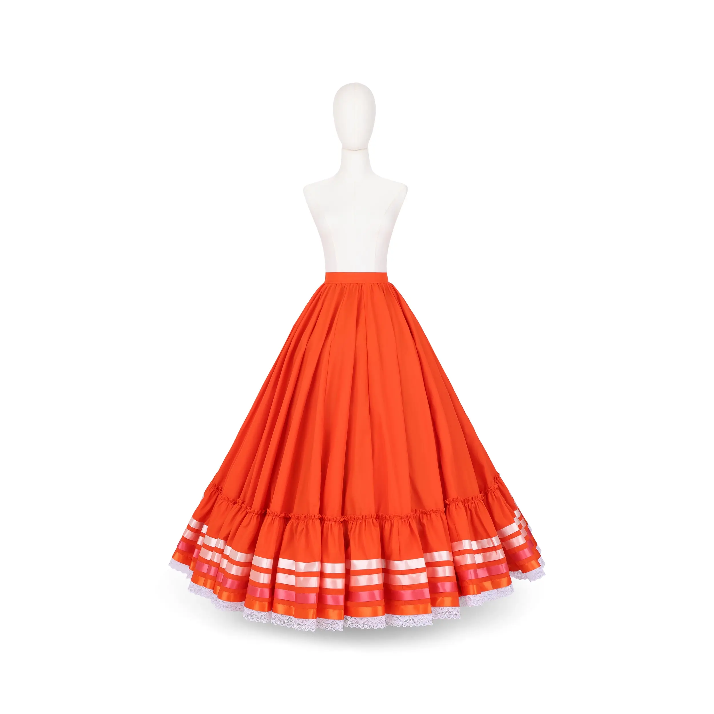 Hoja de Maiz Doble Vuelo Folklórico Practice Skirt – Orange