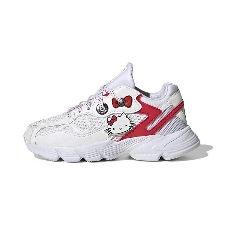 Adidas Hello Kitty X Astir J Low Top Running Shoes for Kids, White-Vivid Red, Comfortable, Casual Trainers, GX1877