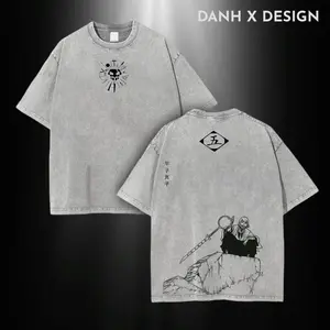 Shinji Hirako Bleach Visored Captain Oversized Vintage Washed Tee | Double-Sided Anime Graphic Shirt | Heavy Cotton Retro Streetwear Inspired Manga Fan Top