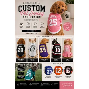 Custom Pet Jersey | Personalized Dog Jersey with Name & Number