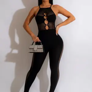 Fish Neck Detail Cutout Jumpsuit