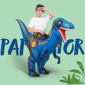 T-Rex Inflatable Costume for Kids, Funny Air Blow Up Costumes, Digital Printing Ride-On Dinosaur for Halloween Parties