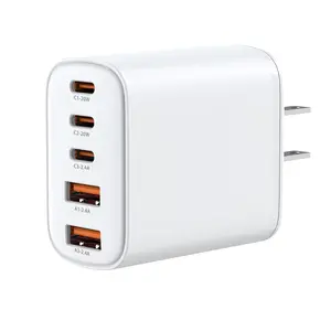 32W 5-Port Multi-Device Wall Power Adapter - 2A+3C Ports Fast Chargers, C-Type Chargers, Compact for Home & Travel, Compatible with Most Mobile Phones