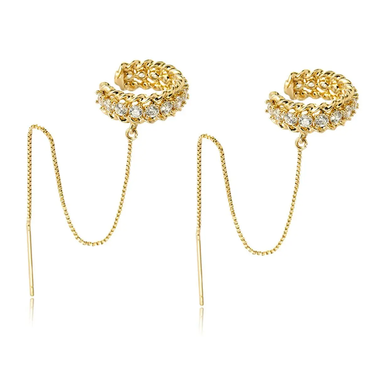 Soco Elegant and sophisticated tassel earrings, non-pierced ear clips, integrated earrings DDES0816, niche and versatile, 14K gold-plated