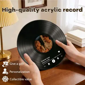 Personalized Vinyl Record Plaque Custom Photo & Song Couples Gifts for Anniversary Wedding Birthday Valentines Day Christmas Customized Acrylic Picture Frame Music Art Decor Gifts for Boyfriend Girlfriend Her Him