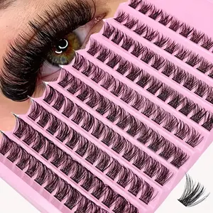120pcs DIY Eyelash Extension Kit - Natural Look D-Curl, Fluffy Clustered Eyelashes, DIY Eyelash Clusters, 8-16mm Length, Formaldehyde-Free, Easy to Apply for Stunning Eye Enhancement, Eyelash Extension Supplies