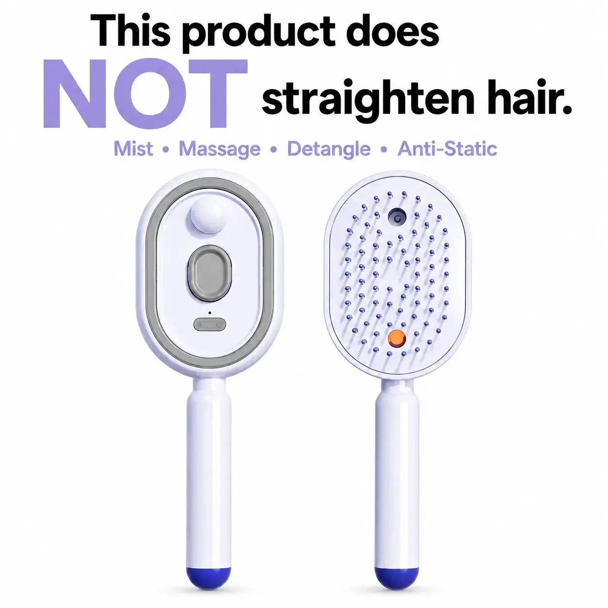 [Not Straightened]Electric Spray Air Cushion Hair Brush, Scalp Massager with Self-Cleaning, Anti-Tangle & Anti-Static, Volumizing Brush for Dry Frizzy Hair Care, No Essential Oil Included