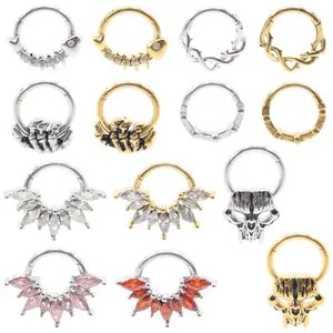 1PC Stainless Steel Finger Skull Fish Red Eye Zircon Nose Ring Ear Captive Tragus Cartilage Helix Hoop Earrings Piercing Jewelry
