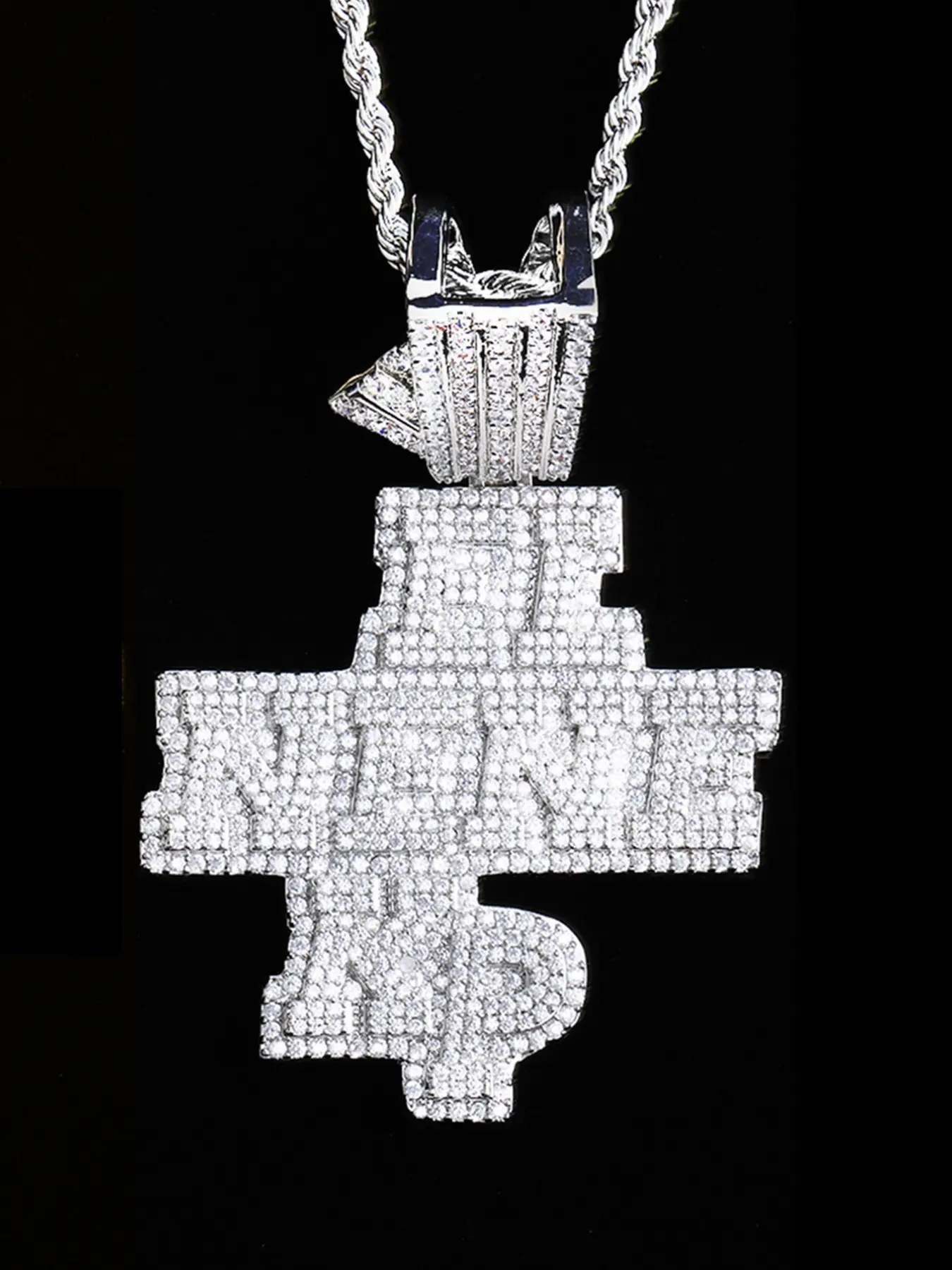 Iced Out EL NENE KP Necklace Pendant for Men Real Copper 5A Cubic Zirconia Gold Plated Hip Hop Jewelry Iced Out Cross Bling Necklace Bling Stylish Accessory Trendy Jewelry