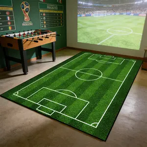 Football field pattern rug, 1 count Living room carpet, football field floor mat  , soft comfortable non-slip area rug, machine washable easy to clean, perfect for creating a World Cup football atmosphere in your home. Suitable for living room, bedroom