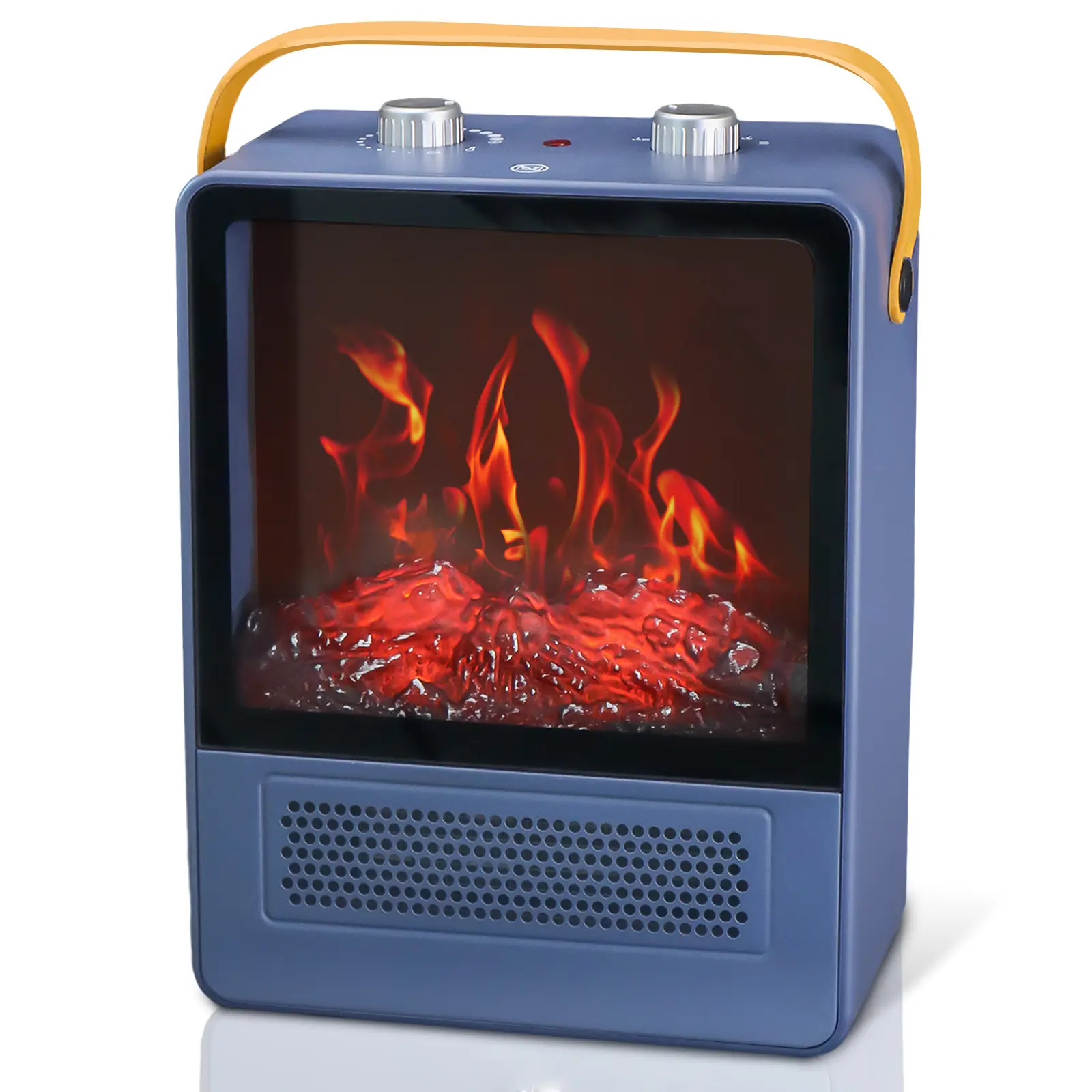 Portable Electric Fireplace Space Heater with 1500W Heating System, Realistic 3D Flame Effect, Tip-Over Protection, Overheat Protection, Quiet Safe for Indoor Bedroom, Office Use