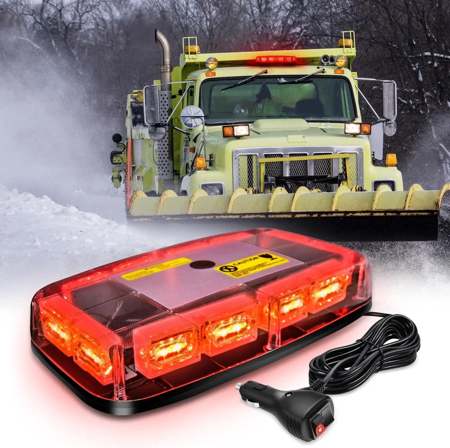 Nilight 12-in 48LED Flashing Strobe Light Bar - Magnetic Base Strobe Light Kit, 12-24V, for Trucks, Cars, Snow Plows, Led Work Light