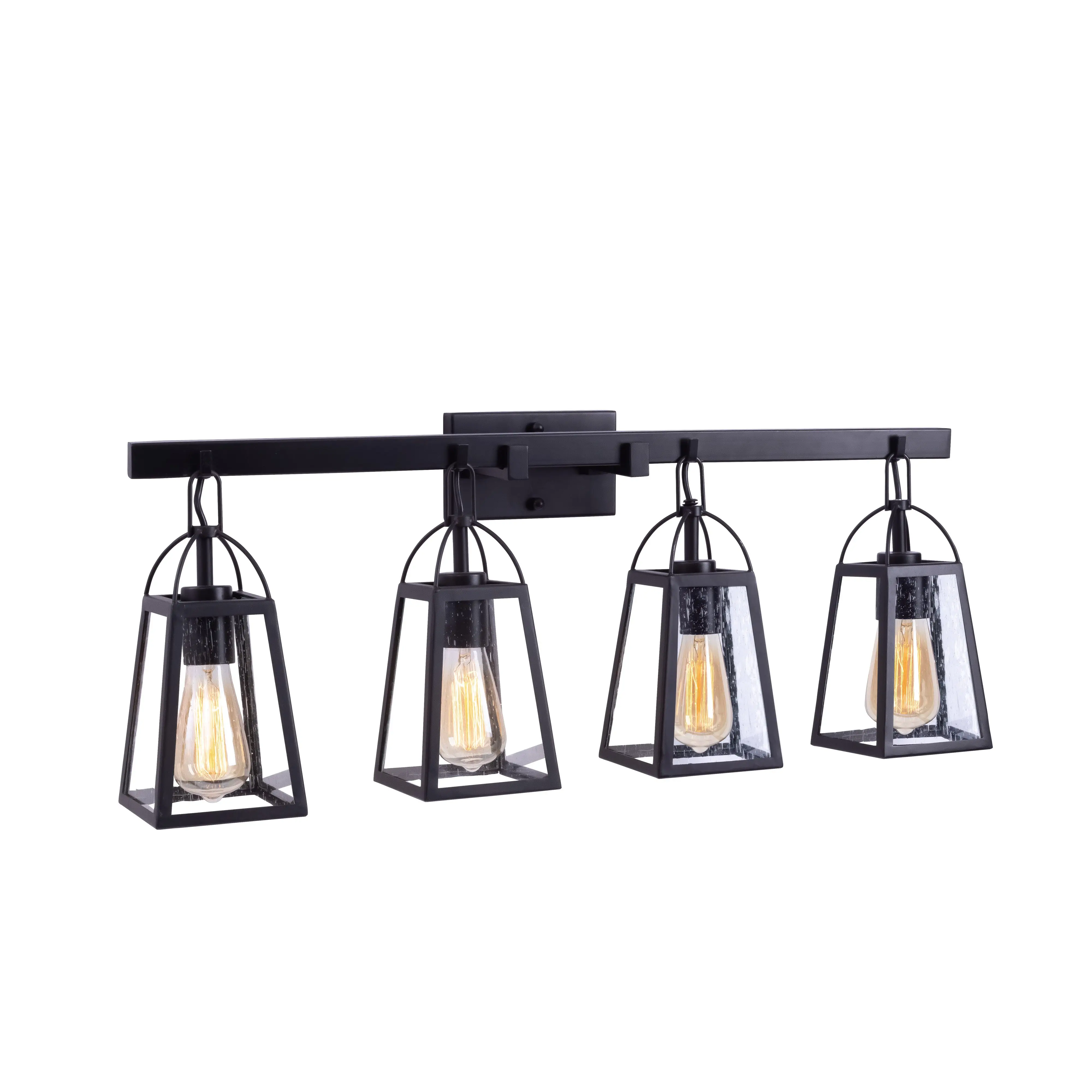 Rustic Farmhouse Vanity 4 Light with Seedy Glass Bath Light