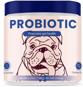 Probiotics for Dogs, Support Gut Health, Occasional Diarrhea, Digestive Health & Seasonal Allergies - Pork Flavor - 60 Soft Chews Canine Nutritional Supplement