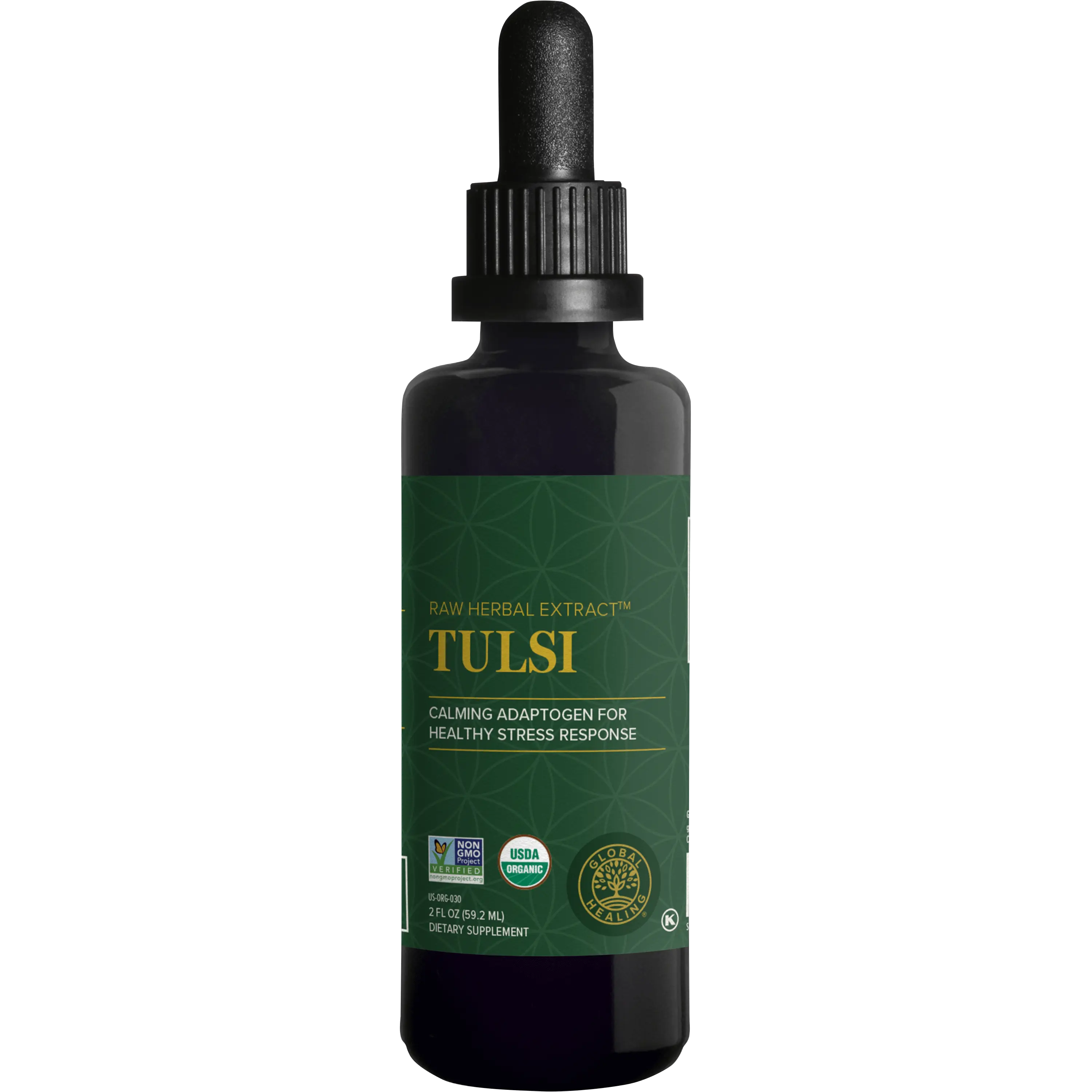 Global Healing Organic Tulsi (Holy Basil Leaf Extract) - Vegan Liquid Supplement Drops (Organic Basil)